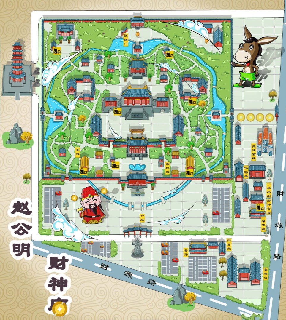 亳州寺庙类手绘地图